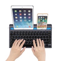 Dual Channel Rechargeable Portable Computer Laptop Wireless Keyboard Teclado for iPad Pro PC Phone Laptop with Slot